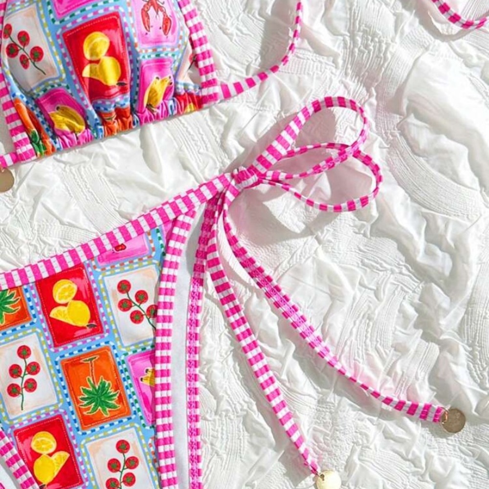 Colorful Patterned Bikini Set Xs XS women brand new SHEIN swimsuit - Picture 2 of 3